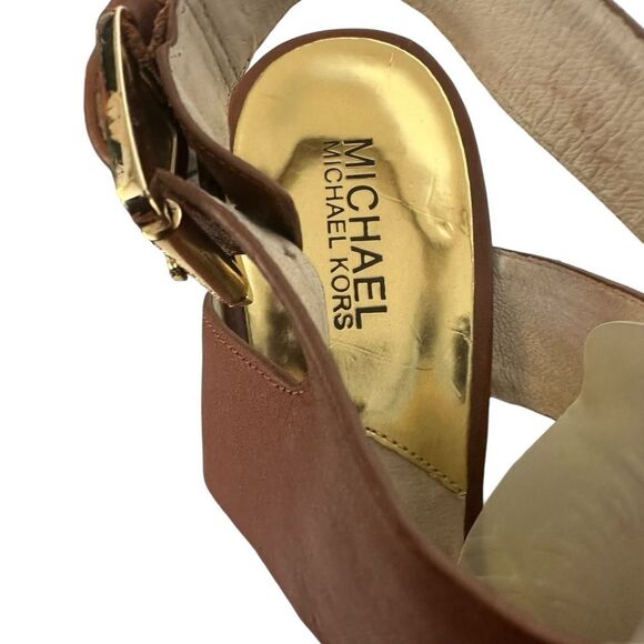 Michael Kors Brown leather Wood Wedges - Picture 7 of 11